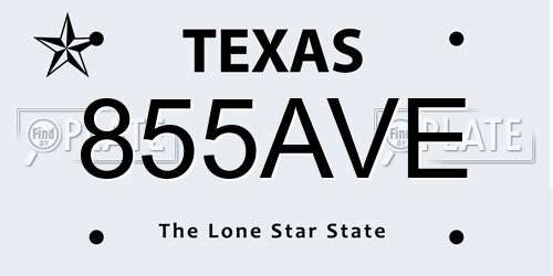 855AVE Texas License Plate