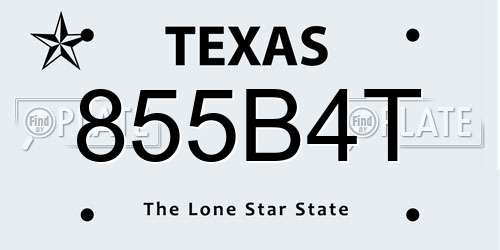 855B4T Texas License Plate