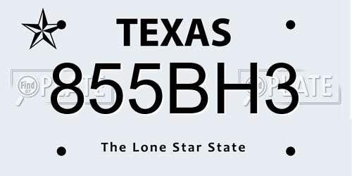 855BH3 Texas License Plate