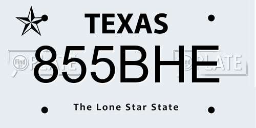 855BHE Texas License Plate