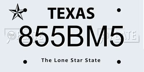 855BM5 Texas License Plate