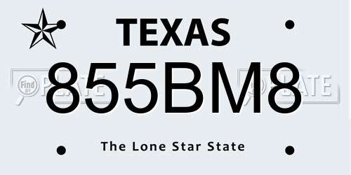 855BM8 Texas License Plate