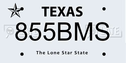 855BMS Texas License Plate
