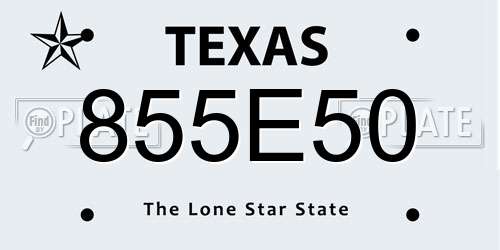 855E50 Texas License Plate