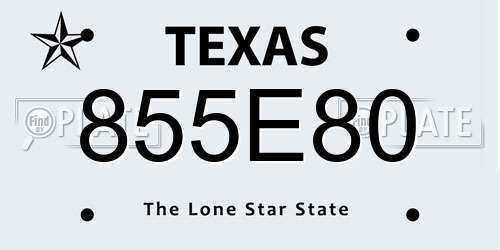 855E80 Texas License Plate