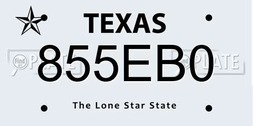 855EB0 Texas License Plate