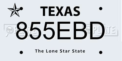 855EBD Texas License Plate