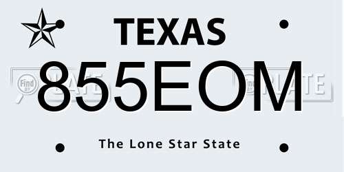 855EOM Texas License Plate