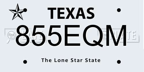 855EQM Texas License Plate
