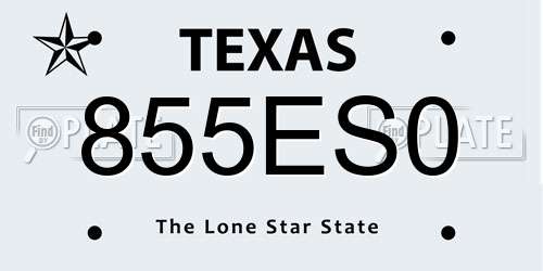 855ES0 Texas License Plate