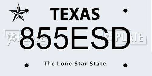 855ESD Texas License Plate