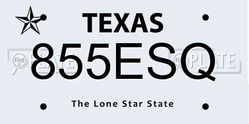 855ESQ Texas License Plate