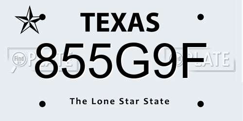 855G9F Texas License Plate