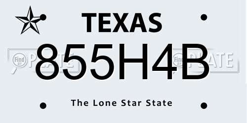 855H4B Texas License Plate