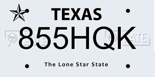 855HQK Texas License Plate