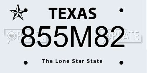 855M82 Texas License Plate