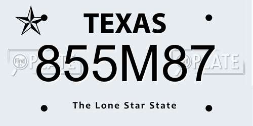 855M87 Texas License Plate