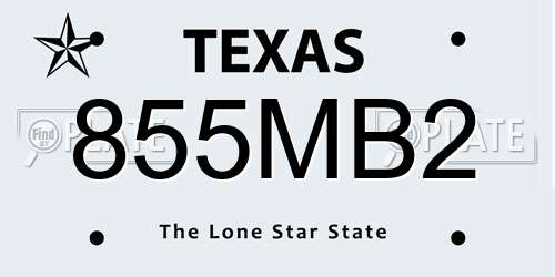 855MB2 Texas License Plate