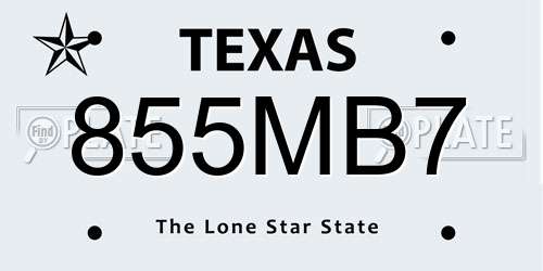 855MB7 Texas License Plate
