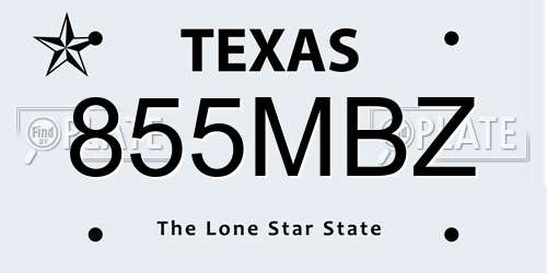 855MBZ Texas License Plate