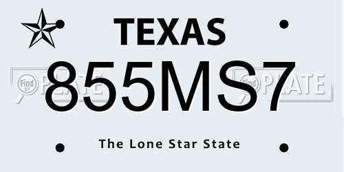 855MS7 Texas License Plate