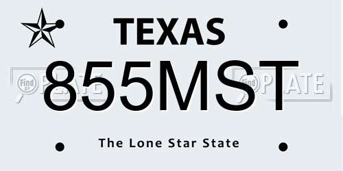 855MST Texas License Plate