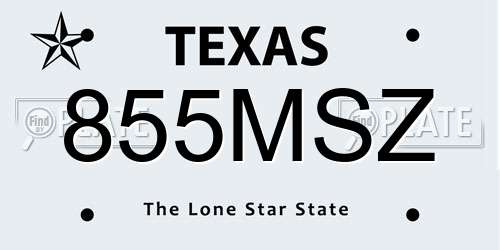 855MSZ Texas License Plate