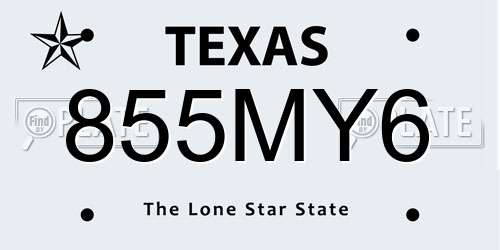 855MY6 Texas License Plate
