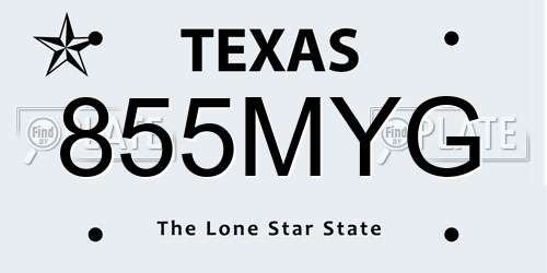 855MYG Texas License Plate