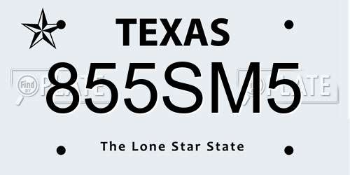 855SM5 Texas License Plate