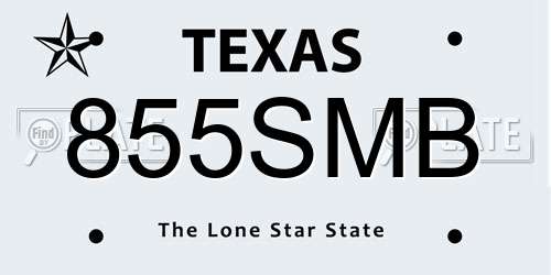 855SMB Texas License Plate