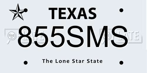 855SMS Texas License Plate