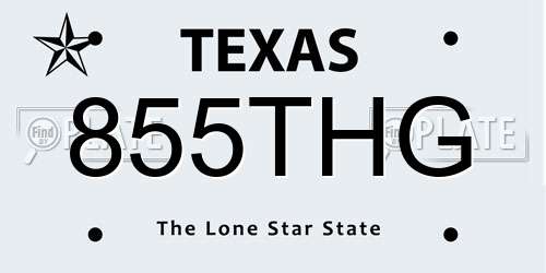 855THG Texas License Plate