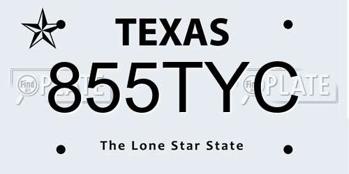 855TYC Texas License Plate