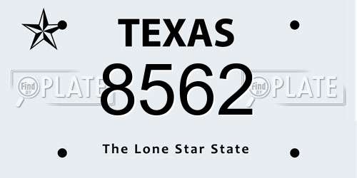 8562 Texas License Plate