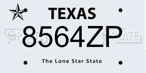 8564ZP Texas License Plate