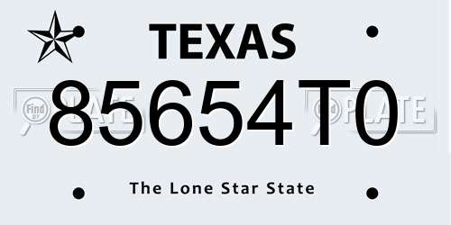 85654T0 Texas License Plate