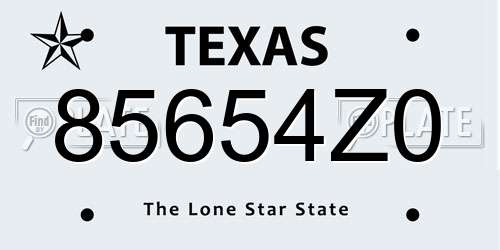 85654Z0 Texas License Plate