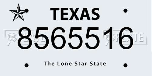 8565516 Texas License Plate