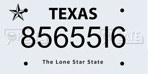85655I6 Texas License Plate