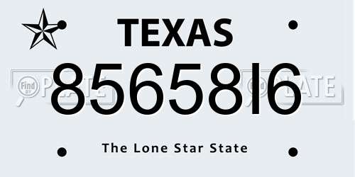 85658I6 Texas License Plate