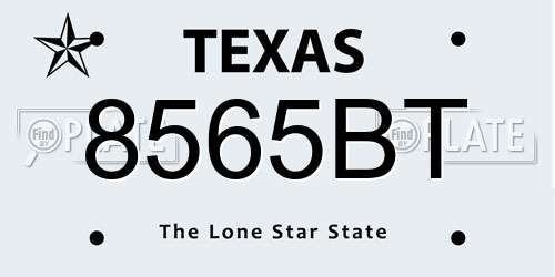 8565BT Texas License Plate