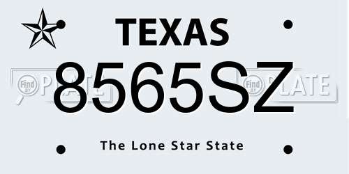 8565SZ Texas License Plate