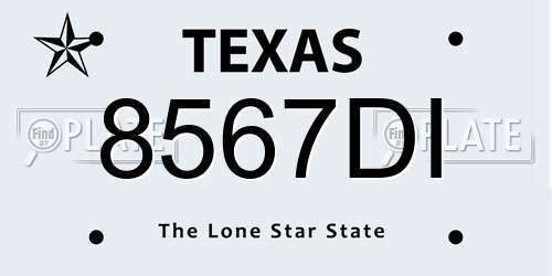 8567DI Texas License Plate