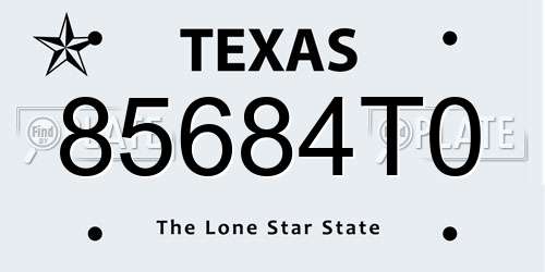 85684T0 Texas License Plate