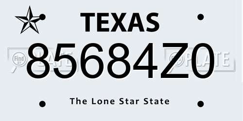 85684Z0 Texas License Plate