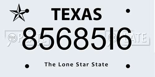85685I6 Texas License Plate
