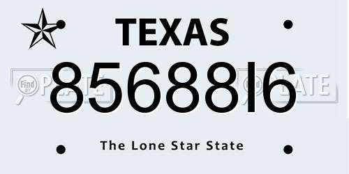 85688I6 Texas License Plate