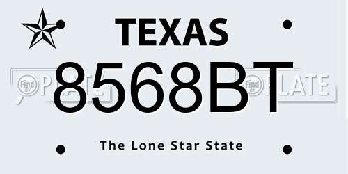 8568BT Texas License Plate