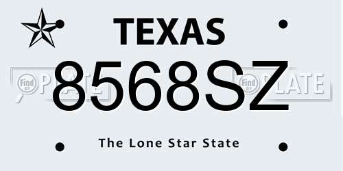 8568SZ Texas License Plate